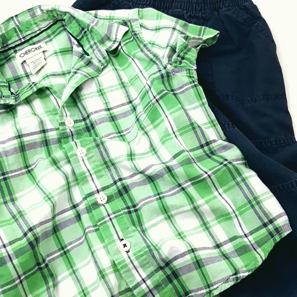 CHEROKEE Plaid Short Sleeve Collared Button Up - Picture 1 of 5
